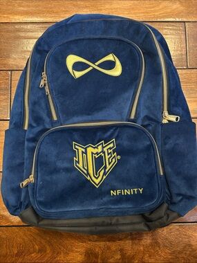 NFINITY Navy and Gold ICE Logo Cheer Backpack